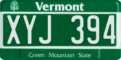 VT license plate XYJ394