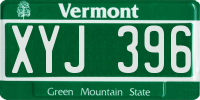 VT license plate XYJ396