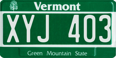 VT license plate XYJ403