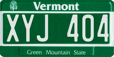 VT license plate XYJ404