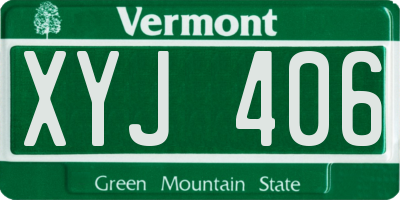 VT license plate XYJ406