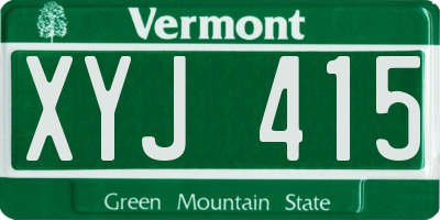 VT license plate XYJ415