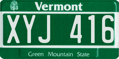 VT license plate XYJ416