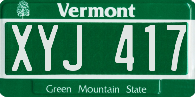 VT license plate XYJ417