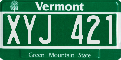 VT license plate XYJ421
