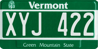 VT license plate XYJ422