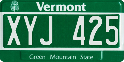 VT license plate XYJ425