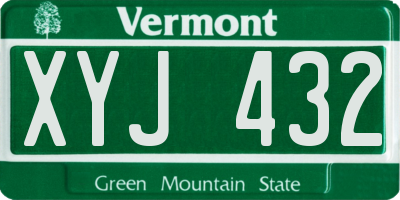 VT license plate XYJ432