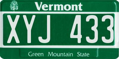 VT license plate XYJ433