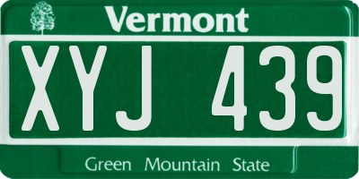 VT license plate XYJ439