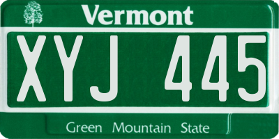 VT license plate XYJ445