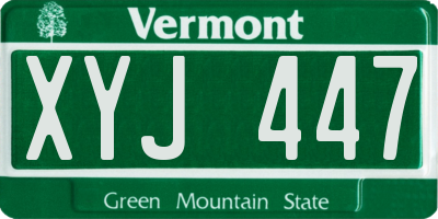 VT license plate XYJ447