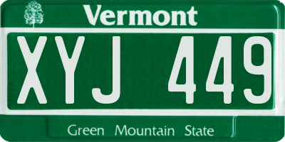 VT license plate XYJ449