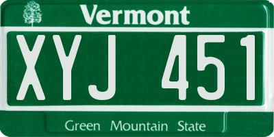 VT license plate XYJ451