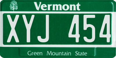 VT license plate XYJ454