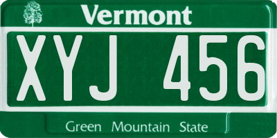 VT license plate XYJ456