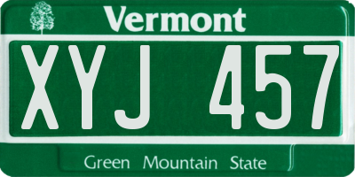 VT license plate XYJ457