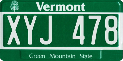 VT license plate XYJ478