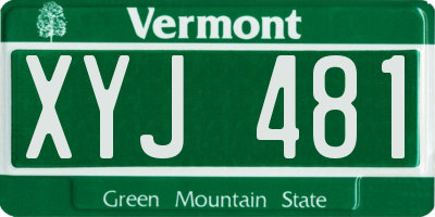 VT license plate XYJ481