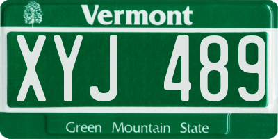 VT license plate XYJ489
