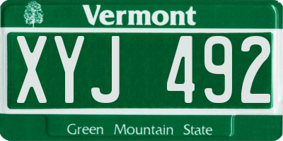 VT license plate XYJ492