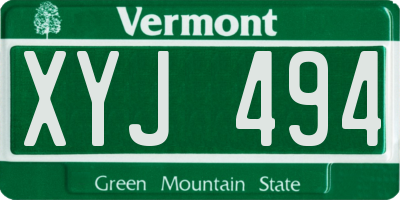 VT license plate XYJ494