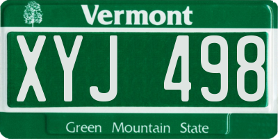 VT license plate XYJ498