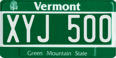 VT license plate XYJ500