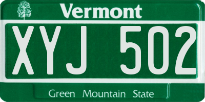 VT license plate XYJ502