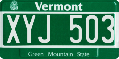 VT license plate XYJ503