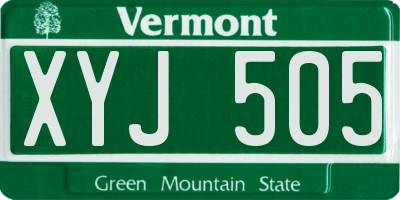 VT license plate XYJ505