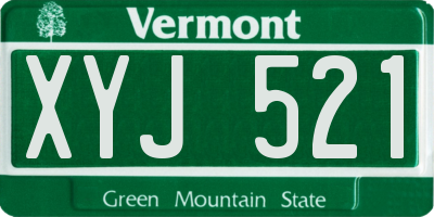 VT license plate XYJ521