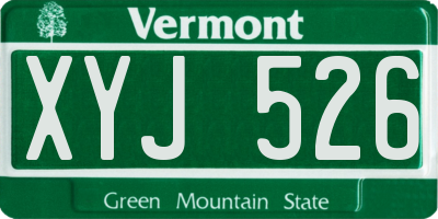 VT license plate XYJ526