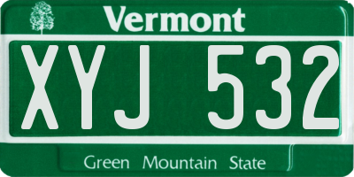VT license plate XYJ532