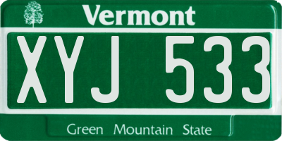 VT license plate XYJ533