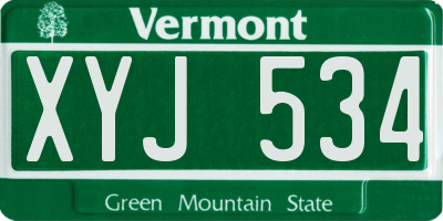 VT license plate XYJ534