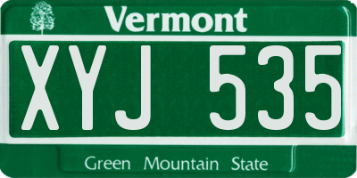 VT license plate XYJ535