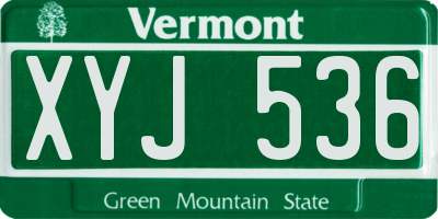 VT license plate XYJ536