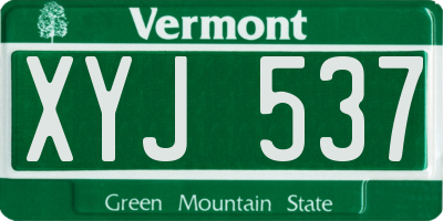 VT license plate XYJ537