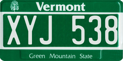 VT license plate XYJ538