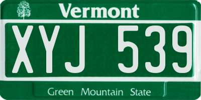 VT license plate XYJ539