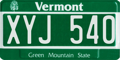 VT license plate XYJ540