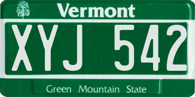 VT license plate XYJ542
