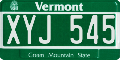 VT license plate XYJ545