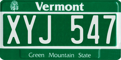 VT license plate XYJ547