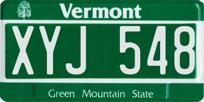 VT license plate XYJ548