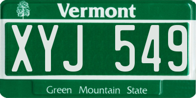 VT license plate XYJ549