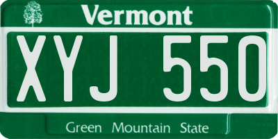 VT license plate XYJ550
