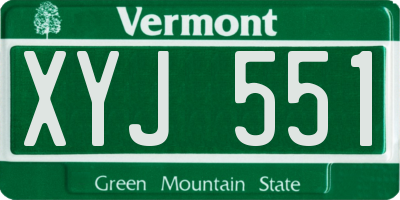 VT license plate XYJ551