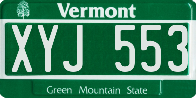 VT license plate XYJ553